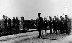 Lincoln Regt marching past King Edward on Laffans Plain Small